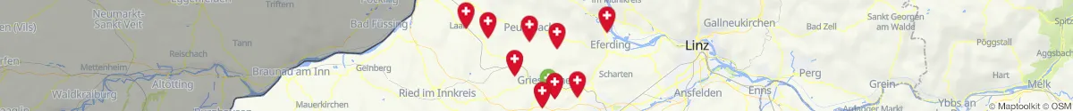 Kartenansicht für Apotheken-Notdienste in der Nähe von Steegen (Grieskirchen, Oberösterreich)